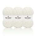 thumbnail image 1 of NICEEC 3 Skeins Soft Chenille Yarn Blanket Yarn Velvet Yarn for Knitting Fancy Yarn for Crochet Weaving DIY Craft Total Length 3×85m (3×93yds, 3×50g)_Cream White, 1 of 7