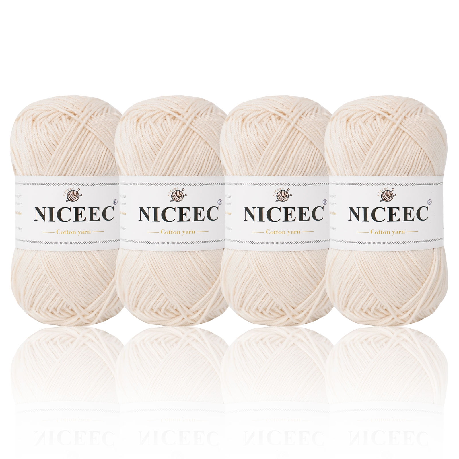 NICEEC 4 Skeins Soft Baby Yarn 100 Cotton Yarn for Crochet Knitting 4