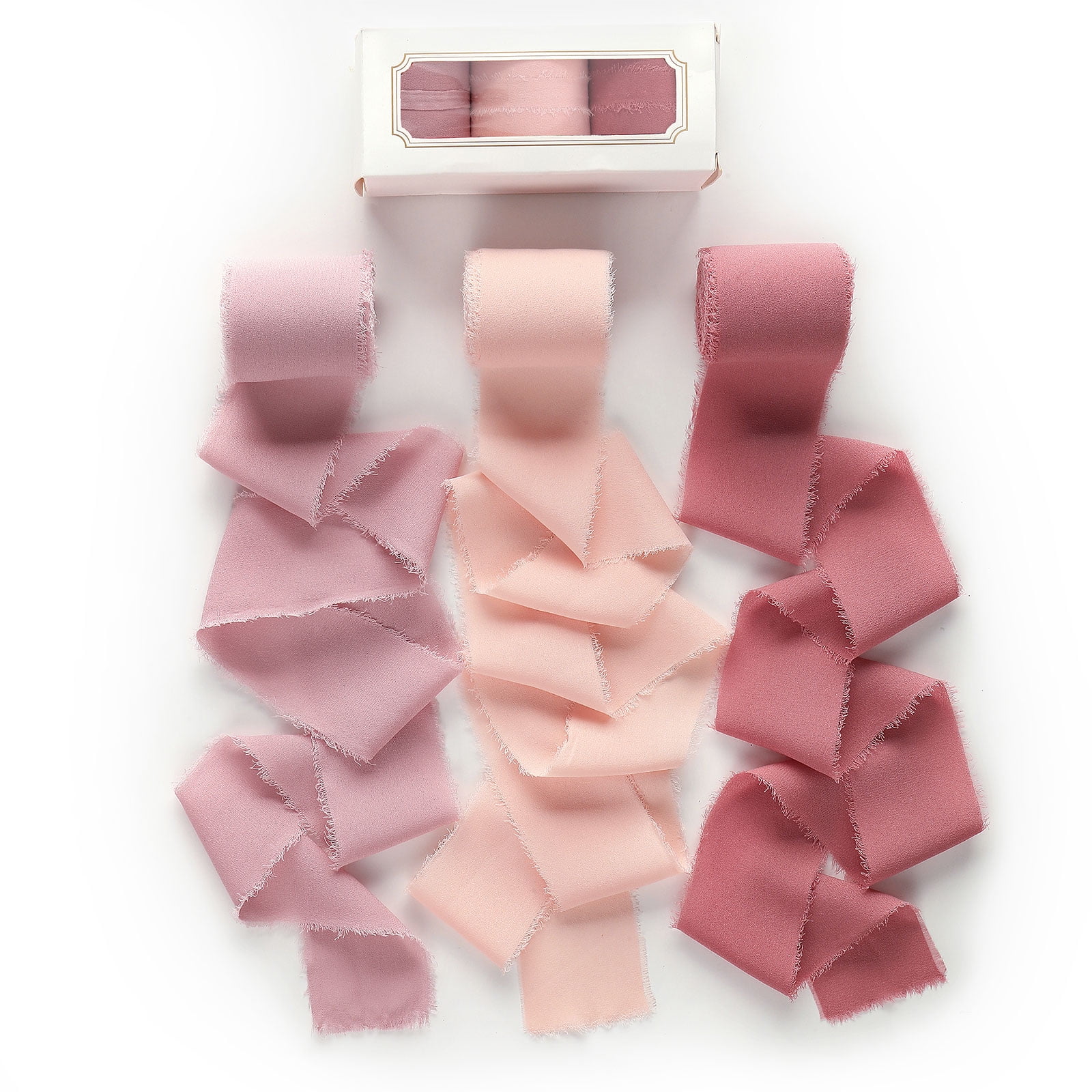 NICEEC Chiffon Silk Ribbon for Gift Wrapping 3 Rolls 1.97