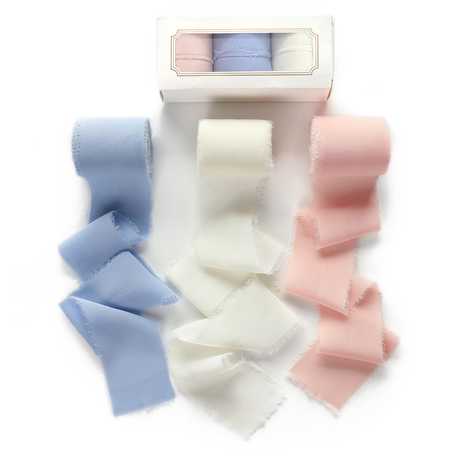 Internal Ribbon Set NICEEC Chiffon Silk Ribbon for Gift Wrapping 3 Rolls 1.97