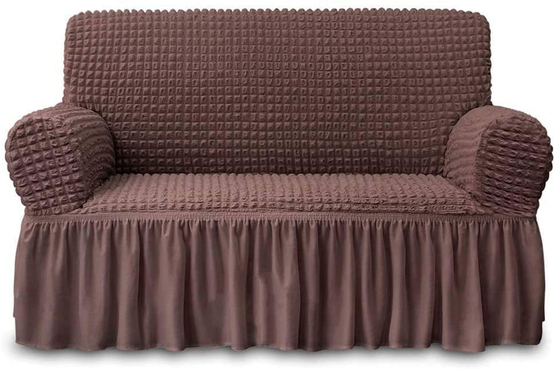 NICEEC Loveseat Slipcover Brown Loveseat Cover 1 Piece Easy Fitted Sofa Couch Cover Universal