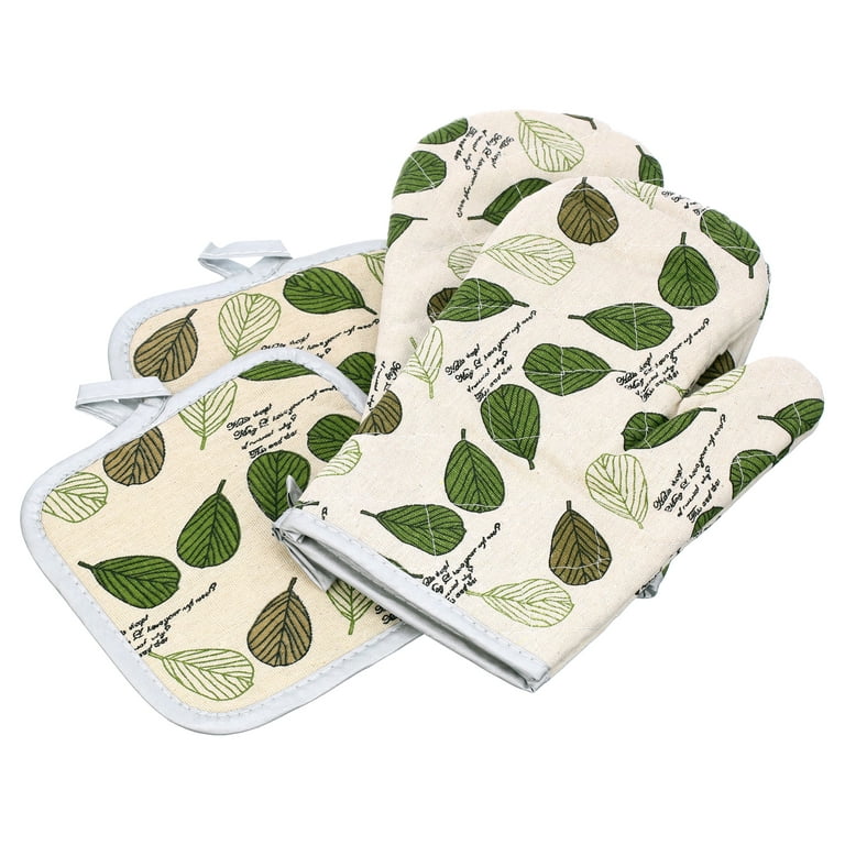 NICEEC Oven Mitts and Pot Holder Sets 4 pcs, Green Oven Mitt Set with  Potholders for Kitchen Heat Resistant, Hot Pads and Oven Mitts Sets Kitchen  Mittens Home Cooking Baking Mitts for