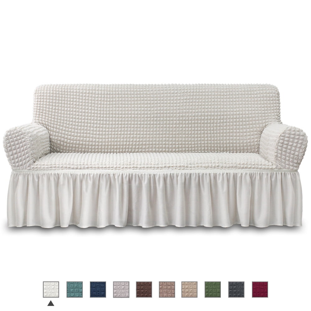 NICEEC Sofa Slipcover Ivory Sofa Cover 1 Piece Easy Fitted Sofa Couch Cover Universal High