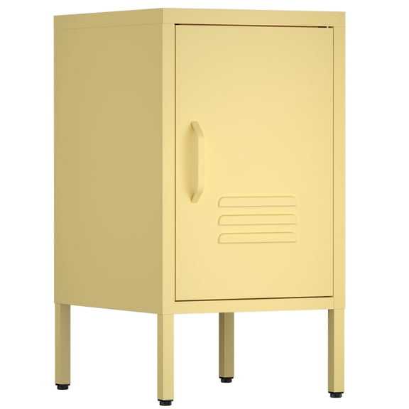 NICEGDLT Metal Cabinet,Locker Nightstand with Shelf,Metal Storage Locker,Steel Bedside Storage Cabinets for Living Room Bedroom,Yellow