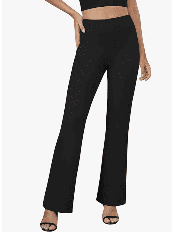 Women's High Waist Bootcut Dress Pants with Back Pockets, Stretch Pull On Flare Trousers Business Casual Work Pants