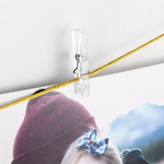 Supvox 100Pcs Spring Hanging Clips Transparent Plastic Clothespins for Clothes Line and Memo Display