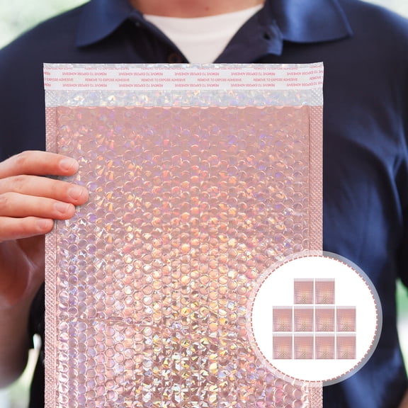 NICEMAL 10pcs Padded Bubble Mailers Padded Bubble Packaging Bags for Delivery (Rose Gold)