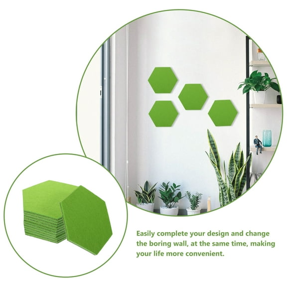 Supvox 12Pcs Hexagon Felt Bulletin Board Tiles Green for Hanging Watches Keys and Notes