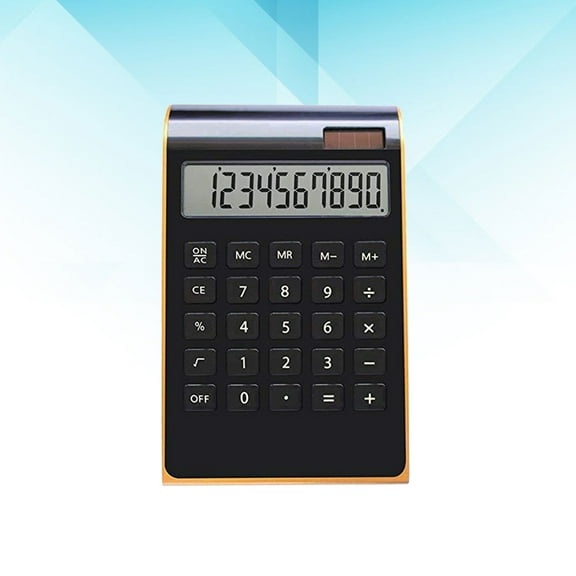 NICEMAL 1pc Ultra-thin Gold Border Electronic Calculator Portable Solar Calculator without Battery for Financial Office(Black)