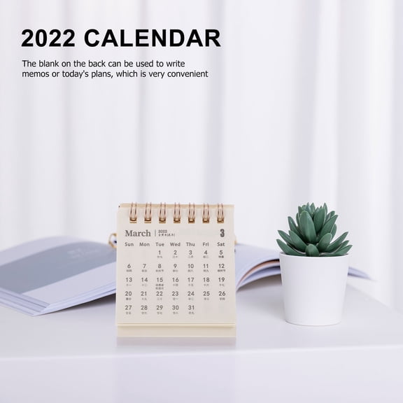 Supvox 5-Pack Beige Desktop Table Calendars 2022 Paper Schedule Planners Foldable for Office and Home Organization