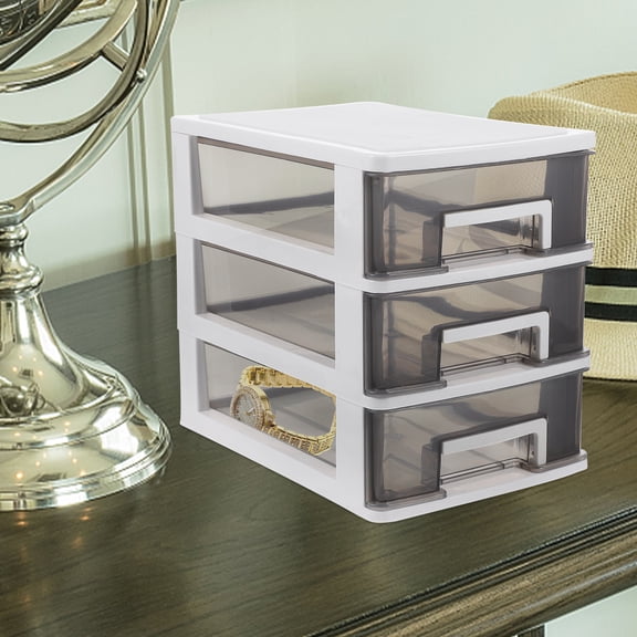 Supvox Desktop Drawer Organizer Plastic Storage Box Grey for Kitchen Sundries and Office