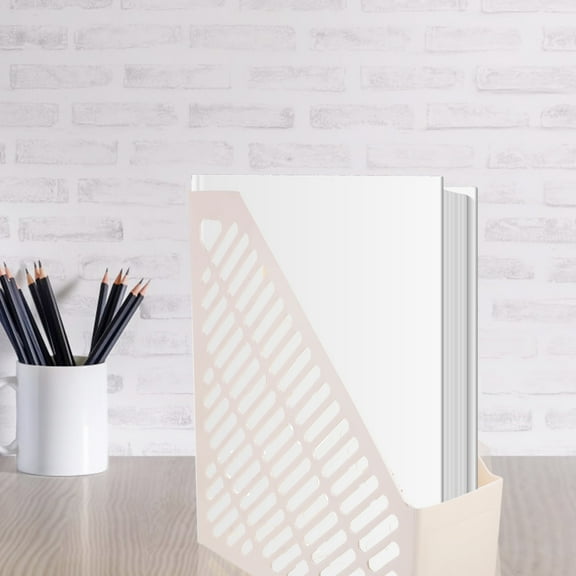 Supvox Simple Beige Desktop Document Holder with Label Feature for Office Organization