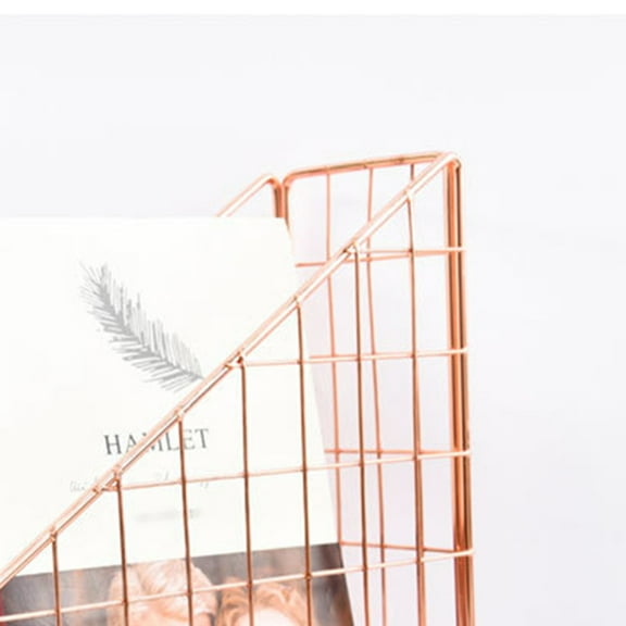 Supvox letter organizer for desk Storage Rack Iron Rose Gold Adults Office 1Set 9.8*9.1*3.3in