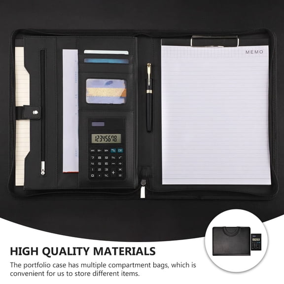 Supvox Black Business Padfolio Portfolio Binder with Zipper for Professional Use