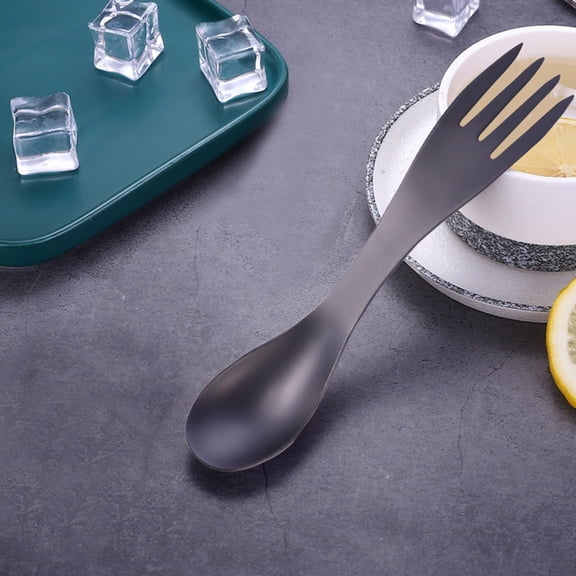 NICEME 2-in-1 Camping Spoon Fork Combo Multifunctional Spoon Creative Stainless Steel Spoon Fork Dual Purpose Spoon Fork
