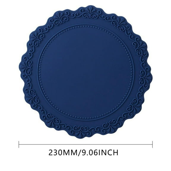 NICEME Blue Silicone Coasters Set, 1 Pcs Drink Coasters for Coffee Table, Bar Tabletop Protection 9.1In