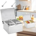 thumbnail image 1 of NICEME Compartment Trays Stainless Detachable Topping Station With Lid Pizza Ingredients Condiment Dispenser Reusable Ice Cooled Condiment Seasoning Container, 1 of 6