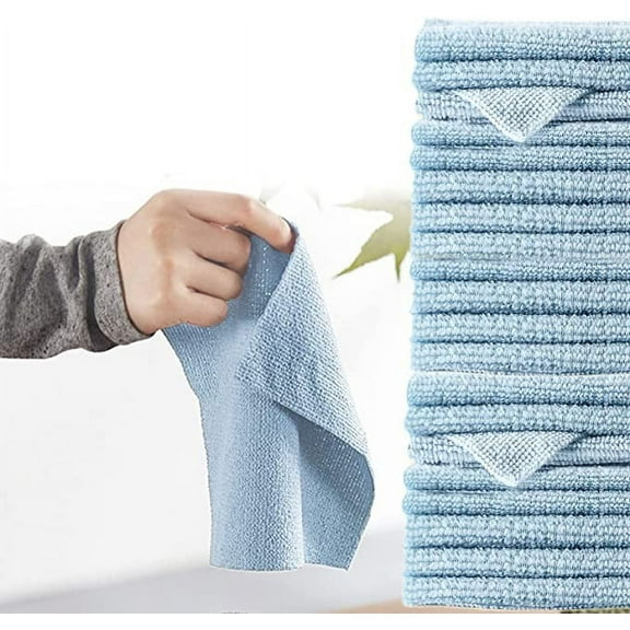 NICEME Microfiber Cleaning Cloth 20 Pack Cleaning Rags, Lint-Free, Ultra Absorbent Reusable Paper Towels for Home, Kitchen, Car, Garage or Shop, Dish Rags, 8.66" x 8.66", Blue