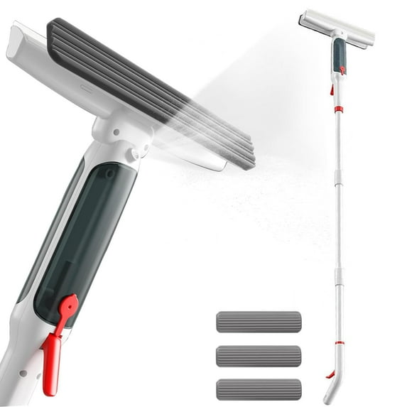 NICEME Squeegee For Window Cleaning With Spray Long Window Cleaning Squeegee Kit With Extension Pole With Sewage Collector And 3 Pads For High & Glass Home Car Glass