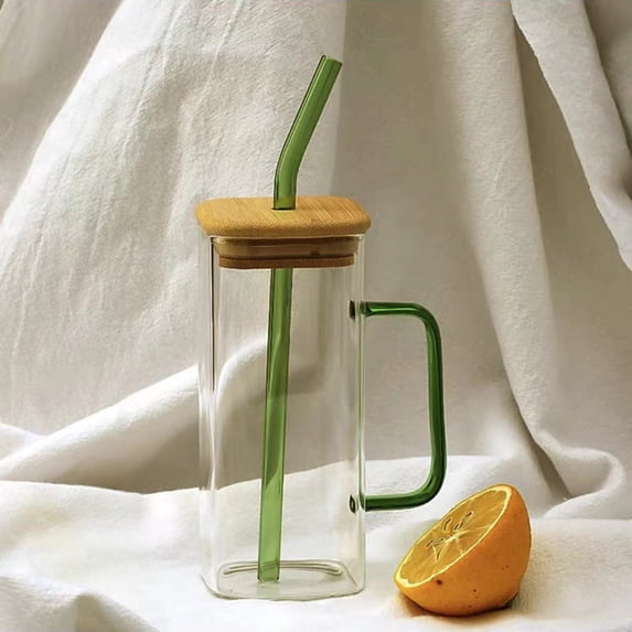 Water Bottle,Drinking Glasses With Lids And Glass Straw Ideal For Cocktail/ Whiskey/ Gift