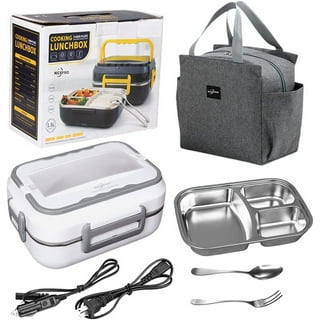 LELINTA Electric Heated Lunch Box, Portable Food Warmer 2 in 1 Lunch Box  for Car Truck Home Office, Upgrade Food Heater 1.5L Large Capacity,Gray