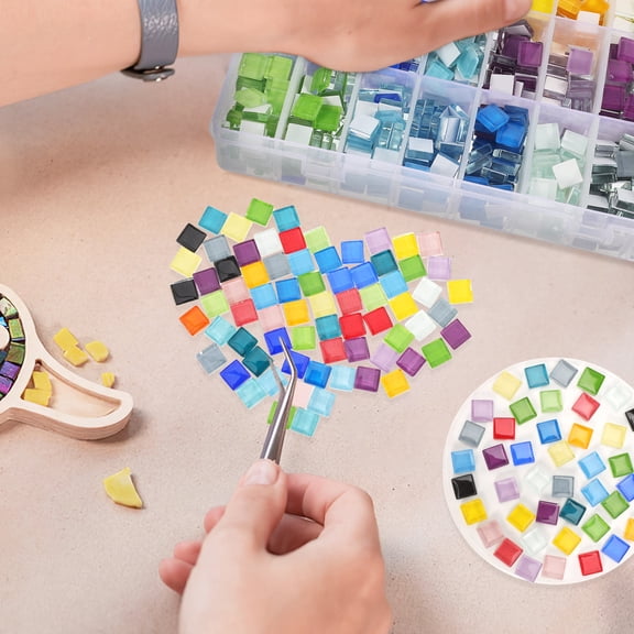 NICERIO 1 Box Craft Decoration Mosaic Tiles Multi Colored Glass for Frame Decorating Artists Hobbyists DIY Projects
