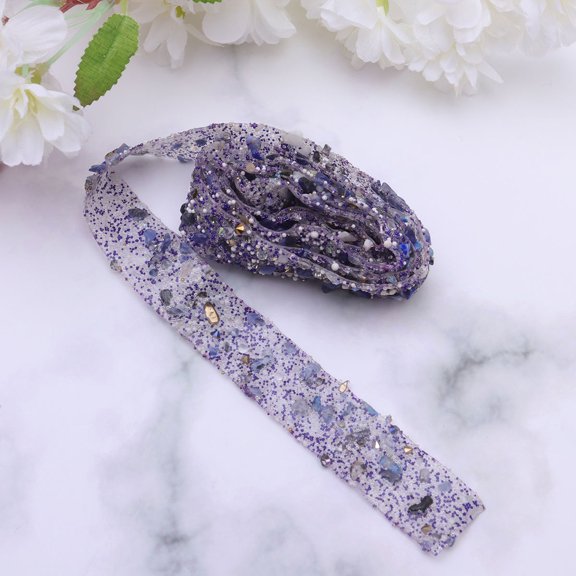 NICERIO 1 Meter Rhinestone Shell Trim Ribbon Purple Trim Embellishment for Ladies Shoes Holiday Costumes