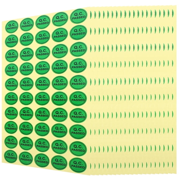 NICERIO 1000Pcs Self Adhesive Qc Passed Labels Green Stickers for Warehouse Shipping Tags