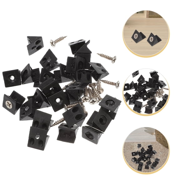 NICERIO 100Pcs Drawer Repair Kit with Plastic Sagging Wedges and Rust Resistant Screws in Black