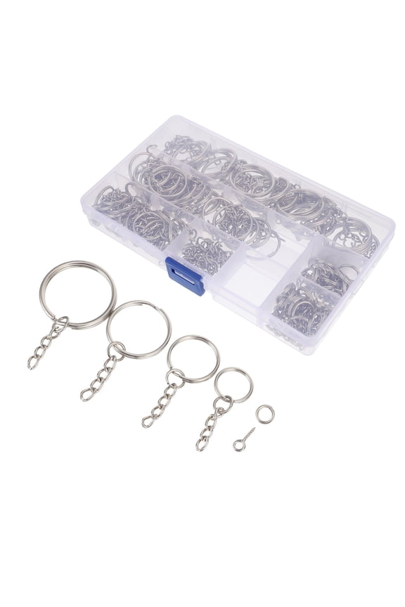 100Pcs Plated Silver Metal Open Ring Key Chains for DIY Craft Projects with Smooth Surface
