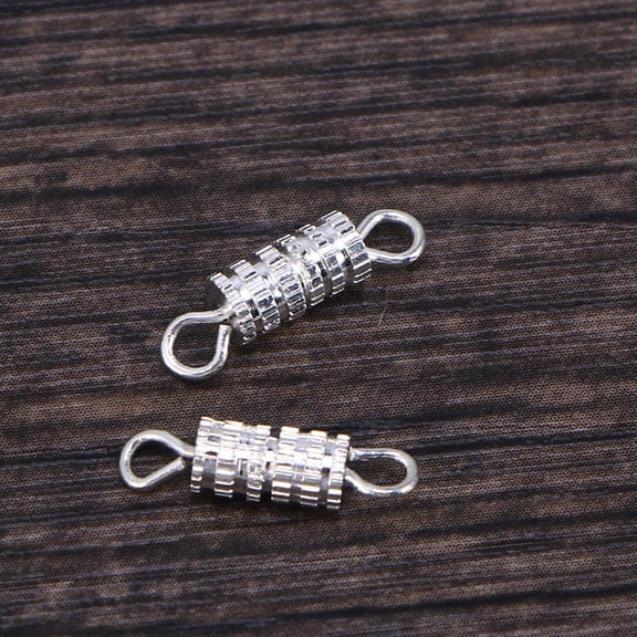 NICERIO 100Pcs Plated Silver Screw Clasps for Jewelry Making Durable Copper Barrel Connectors