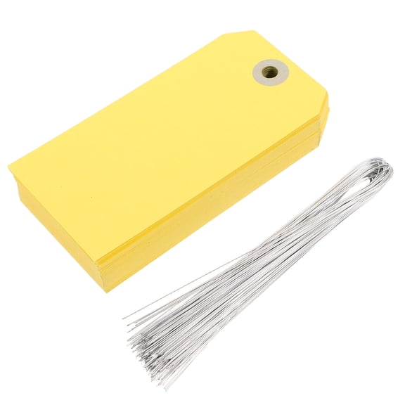 NICERIO 100Pcs Price Wire Tags with Reinforced Holes Yellow for Clear Inventory and Parts Identification
