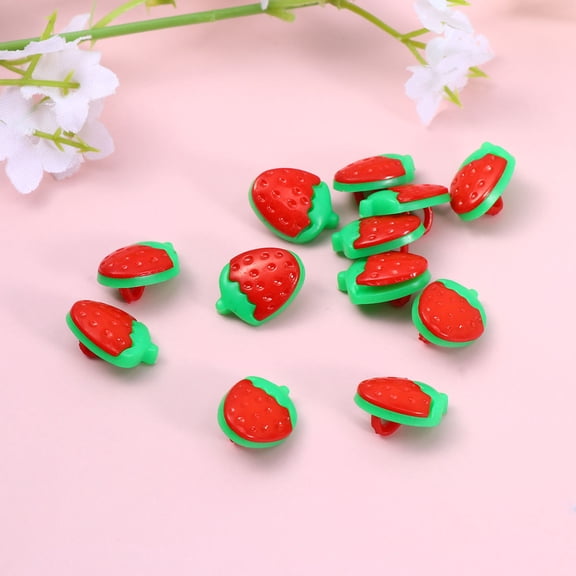 NICERIO 100Pcs Red Strawberry Plastic Buttons Durable Design for Sewing Clothes Hats Bags Accessories