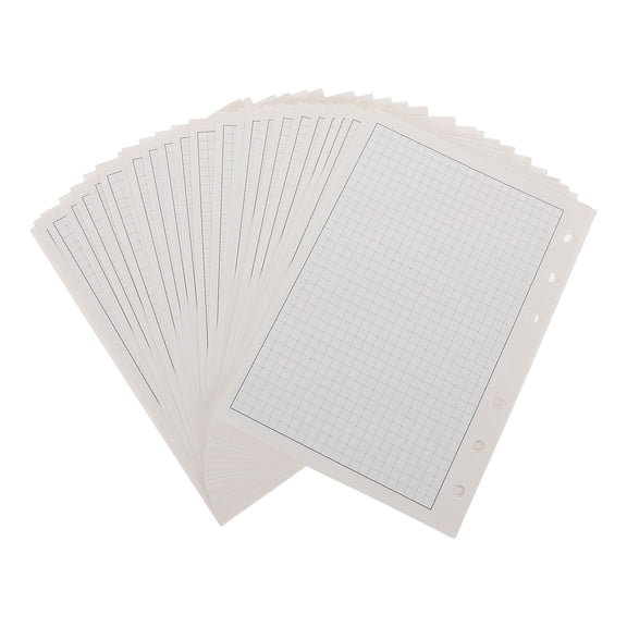 NICERIO 100Pcs White Graph Paper for Binder Loose Leaf Refill with Reinforced Ink Proof Sheets