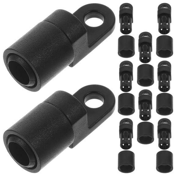 NICERIO 10Pcs Boat Elastic Cord Rope Hooks Black Plastic Rust Resistant for Marine Use
