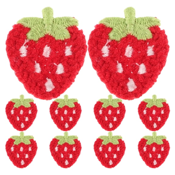 NICERIO 10Pcs Small Embroidered Strawberry Fabric Patches for Clothes Hats Bags Iron on