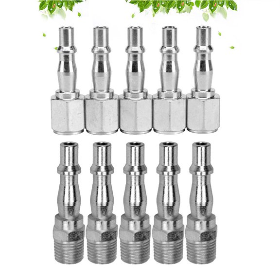 NICERIO 10Pcs Pneumatic Straight Reducer Connectors Silver Iron Material Sturdy Push