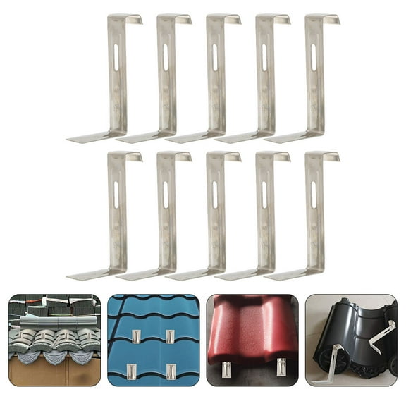 NICERIO 10Pcs Roof Fix Clip Iron Silver Tile Fixed Replacement Parts for Roofing
