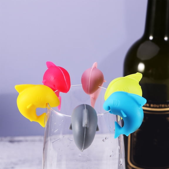 NICERIO 12Pcs Assorted Color Silicone Glass Identifiers Wine Glass Stickers for Parties and Events