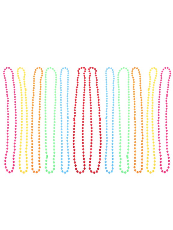12Pcs Retro Style Carnival Beaded Necklaces for Party Accessories and Stage Props