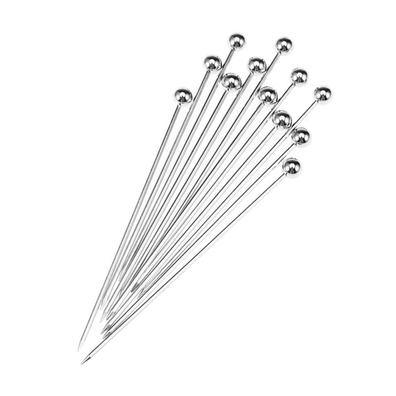 NICERIO 12Pcs Stainless Steel Fruit Sticks Plated Silver for Cocktail and Party Garnishes