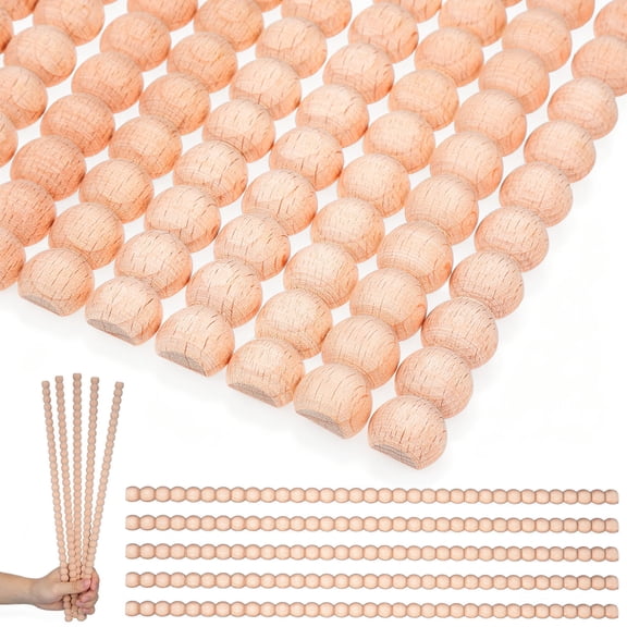 NICERIO 12Pcs Unfinished Decorative Wood Bead Trim Beige Half Round Moulding for Wardrobe Door and Walls