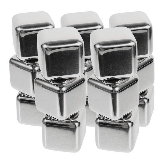 NICERIO 15pcs Metal Ice Cubes for Quick Freezing Drinks Silver