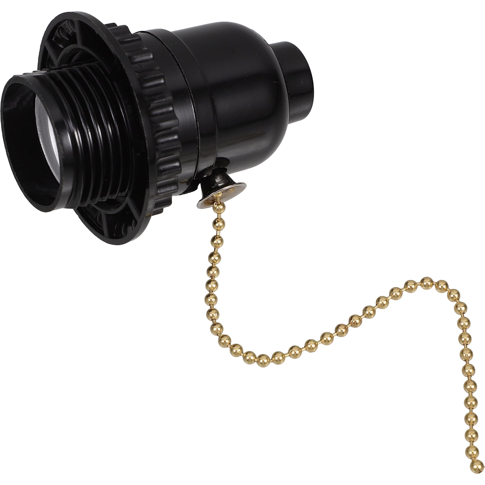 NICERIO Stable Pullswitch Lamp Holder with Pull Chain E27 Socket Black for Home Lighting