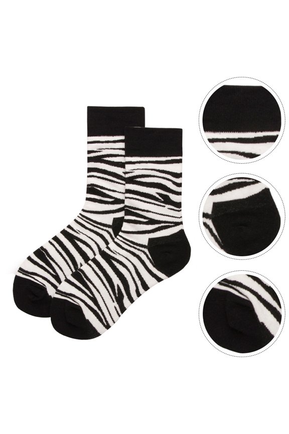 1Pair Fashion Socks Unisex Zebra Stripe Pattern Comfortable Winter Stockings