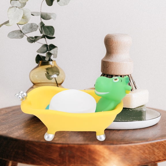 NICERIO 1Pc Bathtub Shape Soap Box Yellow Plastic Soap Container with Easy Drain for Home