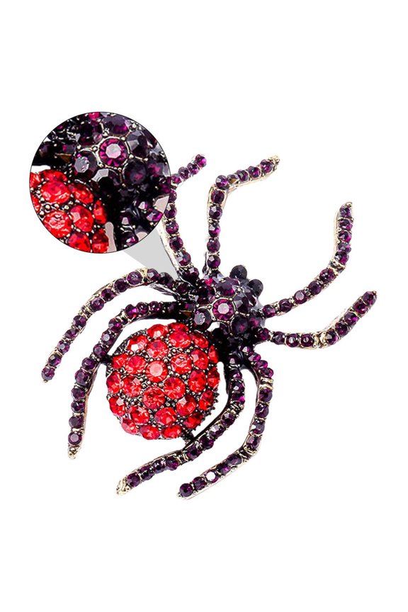 1Pc Hollow Spider Brooch Pin for Clothing Accessory Trendy Rhinestone Design