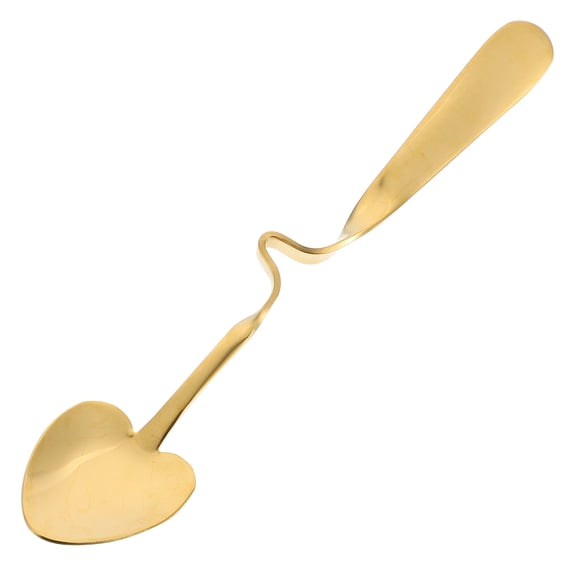 NICERIO 1Pc V Shape Metal Stirring Spoon Golden Bend Design For Family Gathering