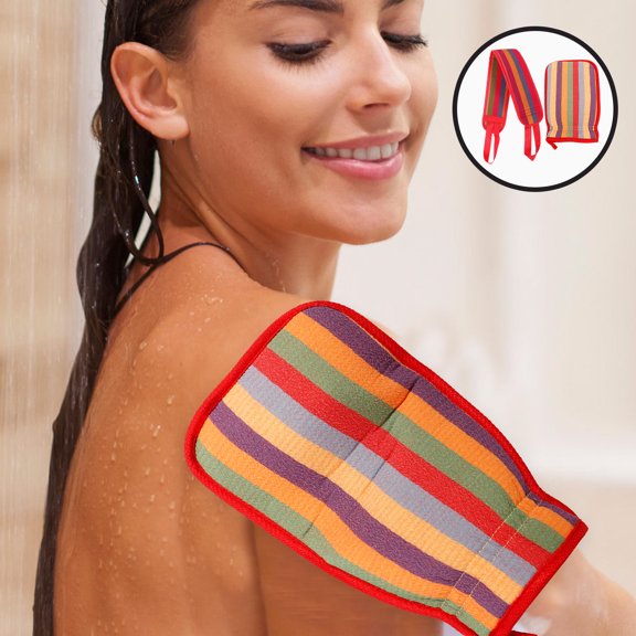 NICERIO 1Set Back Exfoliator for Shower Long Strip Soft Material Multi Color Bath Towel