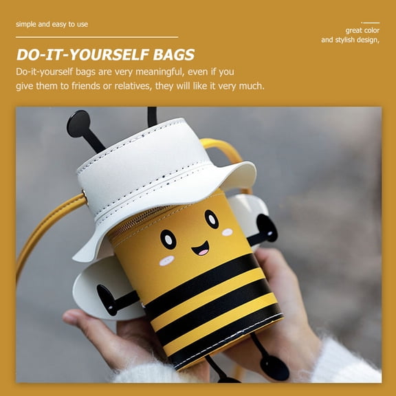 NICERIO 1Set DIY Yellow Bee Bucket Shoulder Bag Craft Kit with Complete Materials for Making